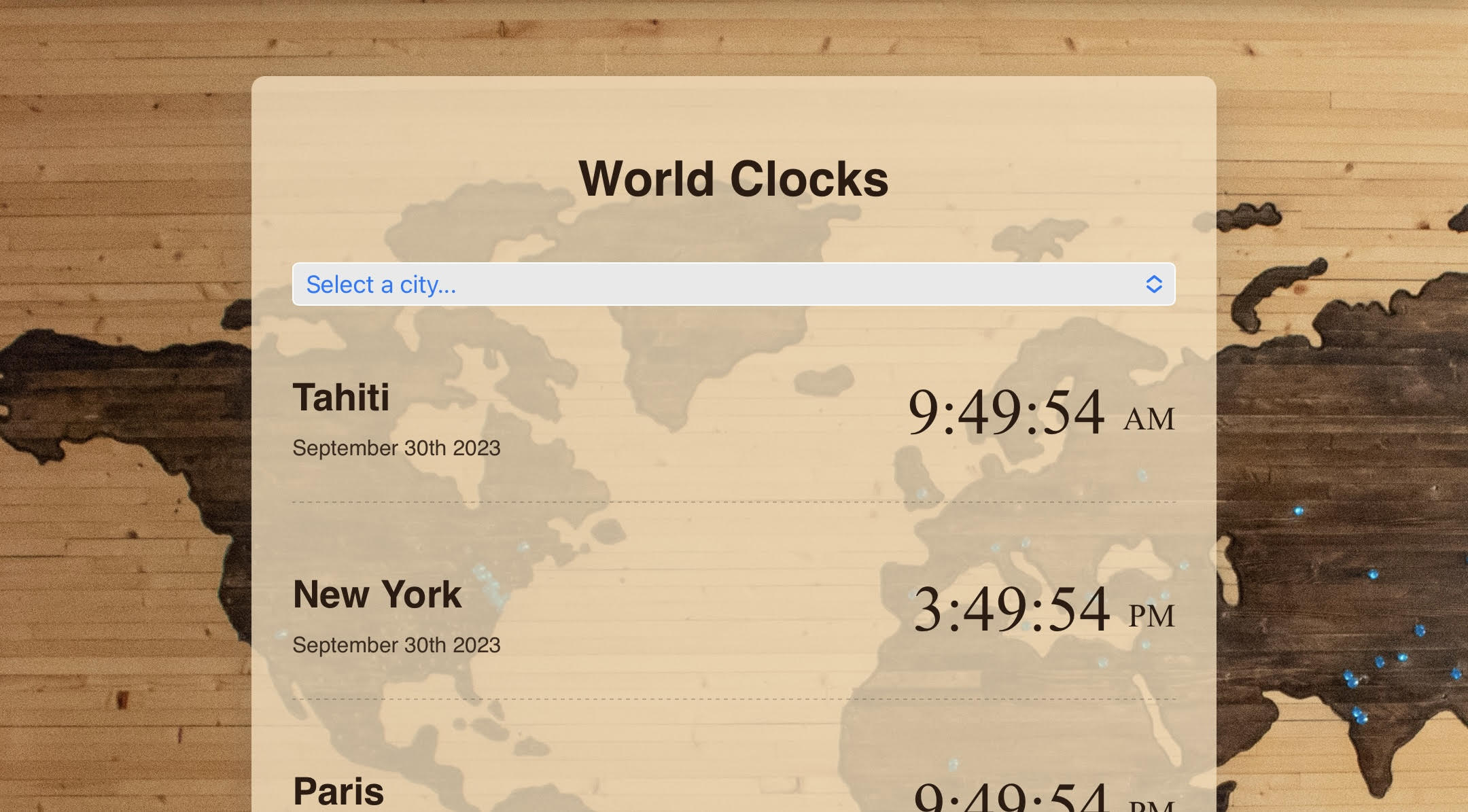 project about world clocks